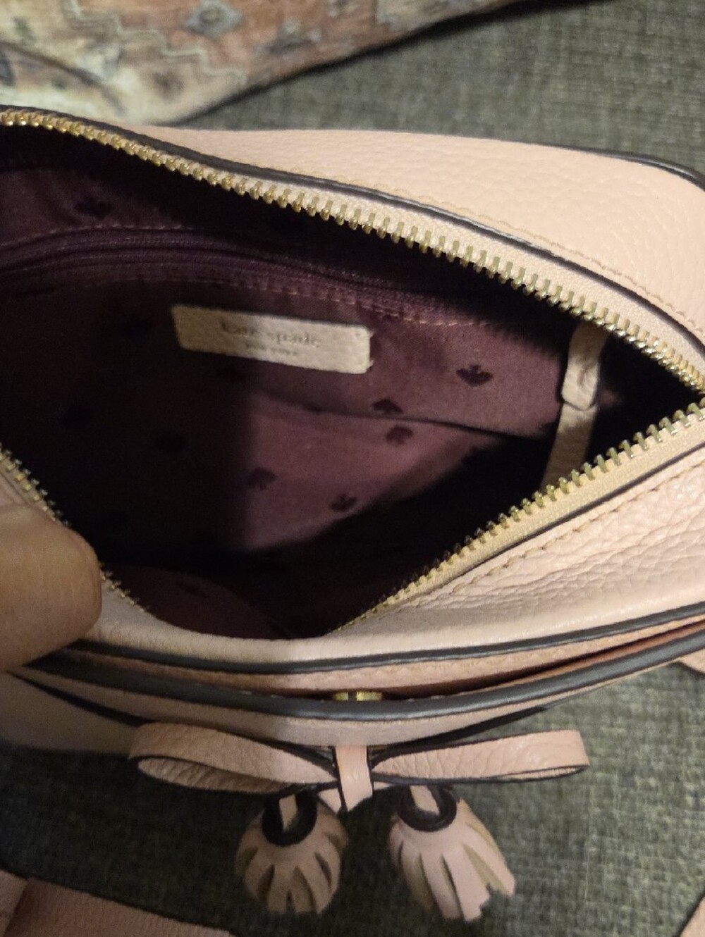 kate spade blush pink leather bow tassel crossbody - Picture 4 of 4